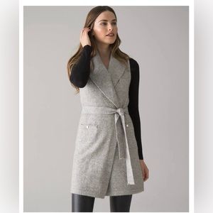 White House Black Market Gray Sleeveless Midi Cardigan